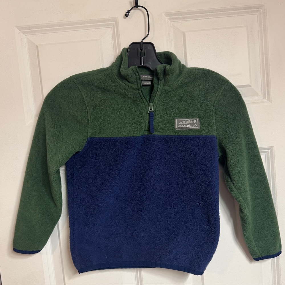 Eddie Bauer Forest Green and Navy Fleece Pullover